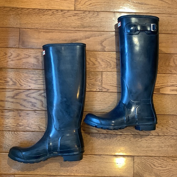 Hunter Original Tall Glossy Navy Rain Boot - Picture 4 of 12